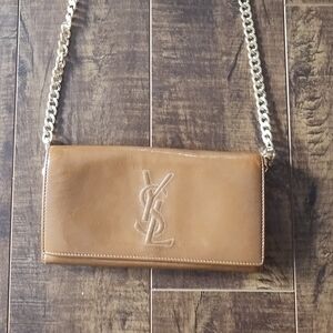 YSL Authentic Brown Leather Wallet On Chain